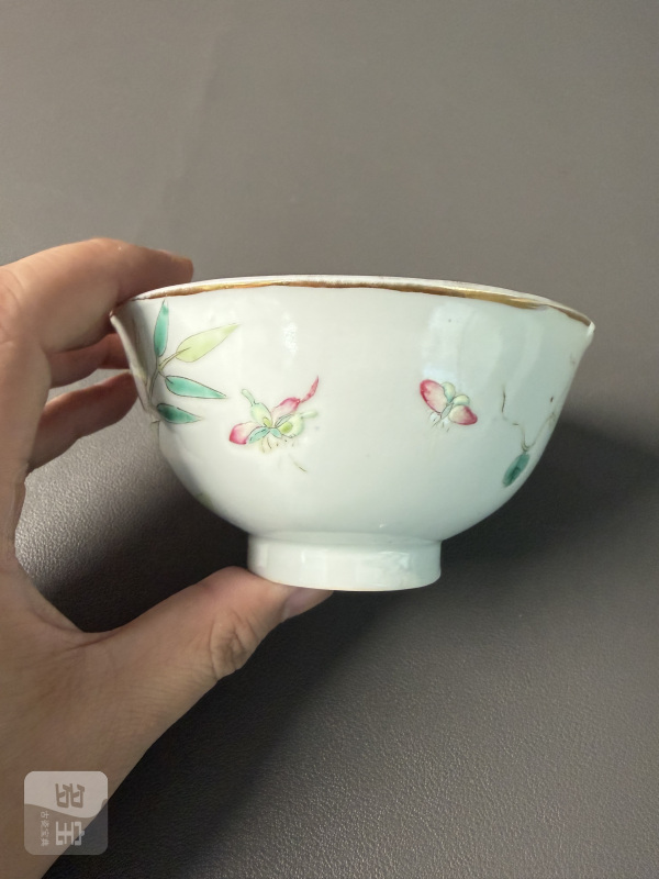 清宣统 粉彩癞瓜纹碗一对 - 图13